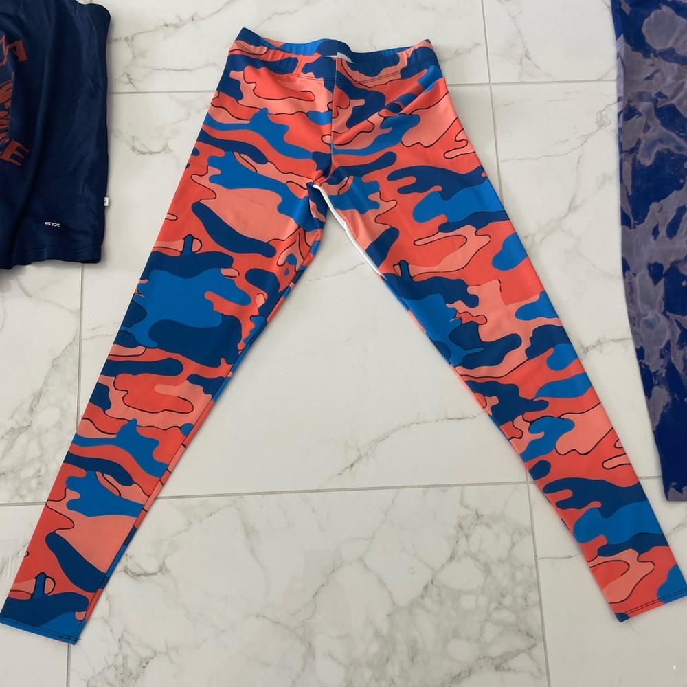 Corey Paige Blue and Orange Camo Leggings